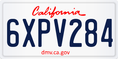 CA license plate 6XPV284