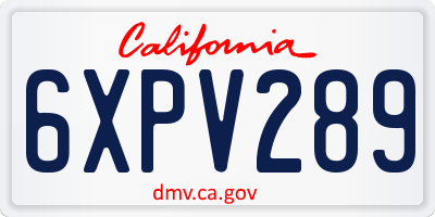 CA license plate 6XPV289