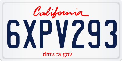 CA license plate 6XPV293