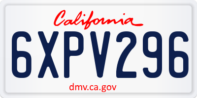 CA license plate 6XPV296