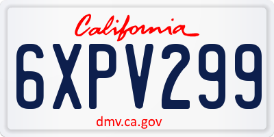 CA license plate 6XPV299
