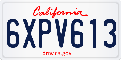 CA license plate 6XPV613