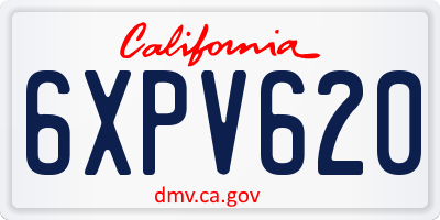 CA license plate 6XPV620