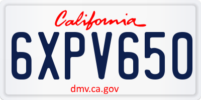 CA license plate 6XPV650
