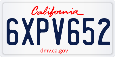 CA license plate 6XPV652