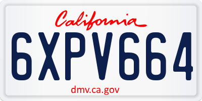 CA license plate 6XPV664
