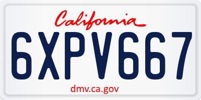 CA license plate 6XPV667