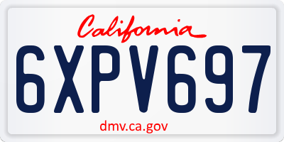 CA license plate 6XPV697