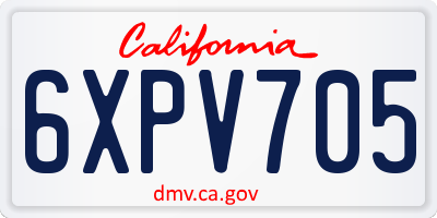 CA license plate 6XPV705