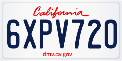 CA license plate 6XPV720