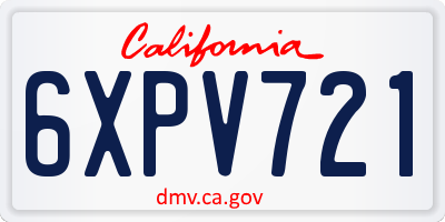 CA license plate 6XPV721