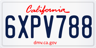 CA license plate 6XPV788
