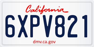 CA license plate 6XPV821