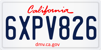 CA license plate 6XPV826