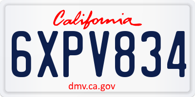 CA license plate 6XPV834