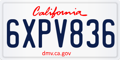 CA license plate 6XPV836
