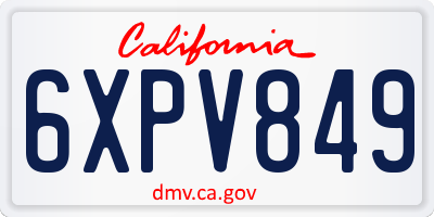 CA license plate 6XPV849