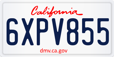 CA license plate 6XPV855