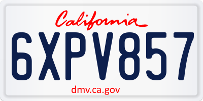 CA license plate 6XPV857