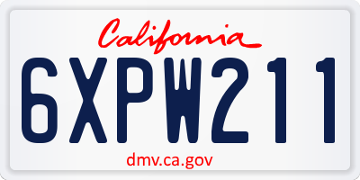 CA license plate 6XPW211