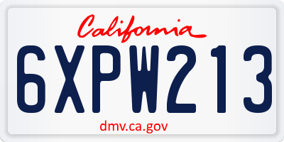 CA license plate 6XPW213