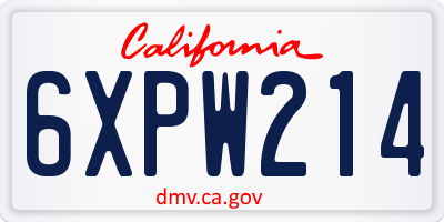 CA license plate 6XPW214