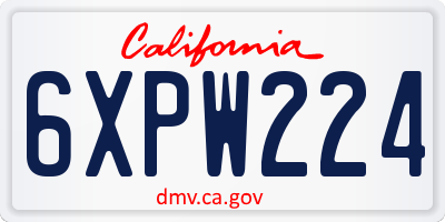 CA license plate 6XPW224