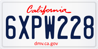 CA license plate 6XPW228