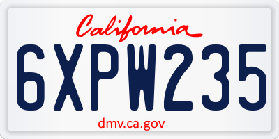CA license plate 6XPW235
