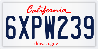 CA license plate 6XPW239