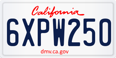 CA license plate 6XPW250
