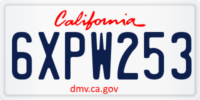 CA license plate 6XPW253