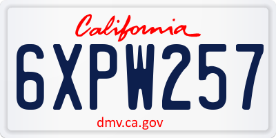 CA license plate 6XPW257