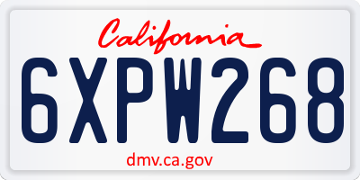 CA license plate 6XPW268