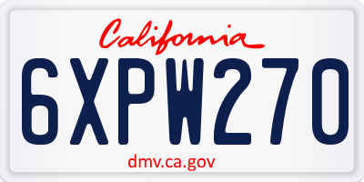 CA license plate 6XPW270