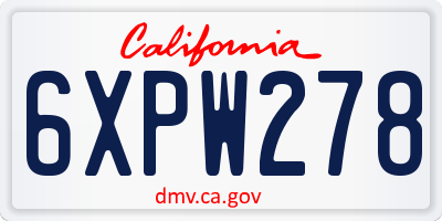 CA license plate 6XPW278