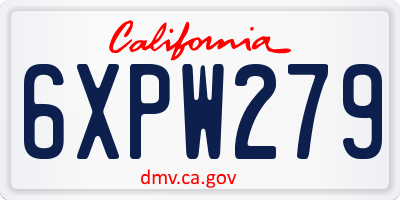 CA license plate 6XPW279