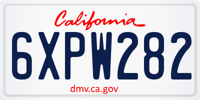 CA license plate 6XPW282