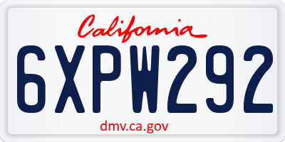 CA license plate 6XPW292