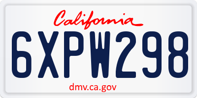 CA license plate 6XPW298