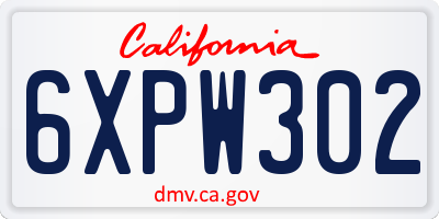 CA license plate 6XPW302