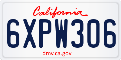 CA license plate 6XPW306