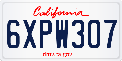 CA license plate 6XPW307