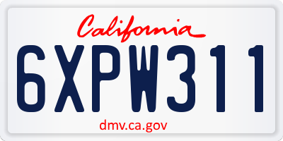 CA license plate 6XPW311