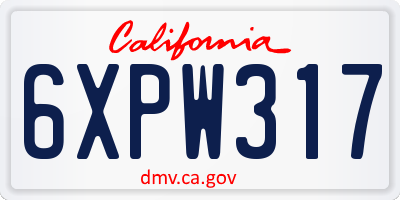 CA license plate 6XPW317