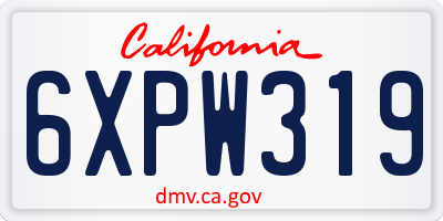 CA license plate 6XPW319