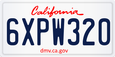 CA license plate 6XPW320