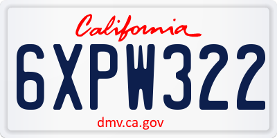 CA license plate 6XPW322