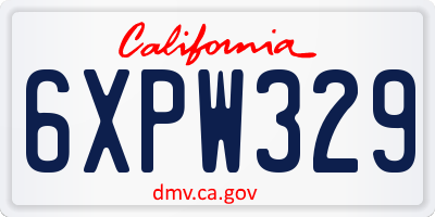 CA license plate 6XPW329