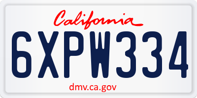 CA license plate 6XPW334